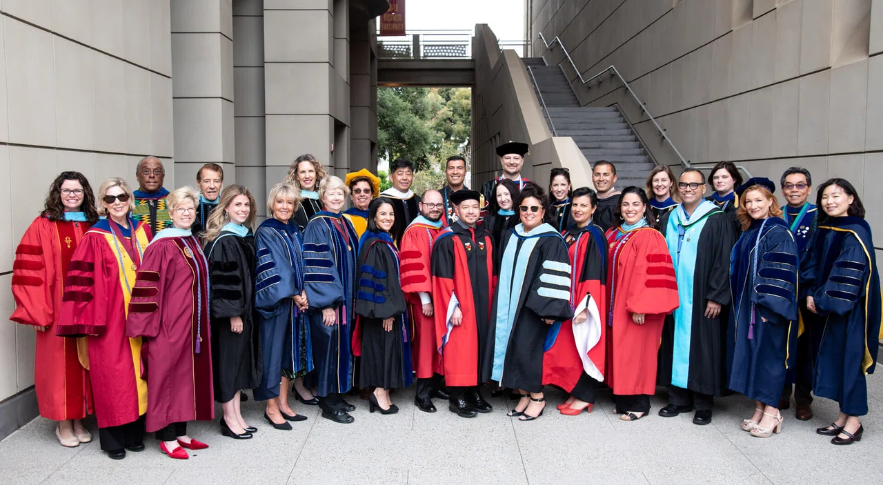 Group picture of SOE faculty in regalia